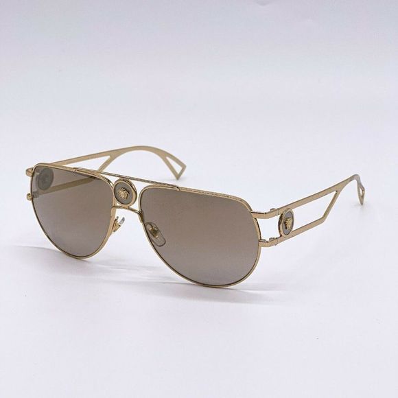 New Versace Gold Aviator Unisex Sunglasses - Picture 1 of 8